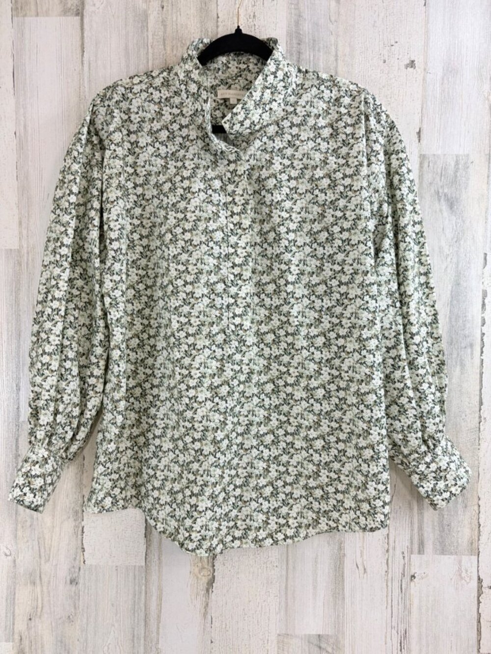 Ann Mashburn Anaya Popover Shirt Sz L Liberty London Eliasson Floral Green